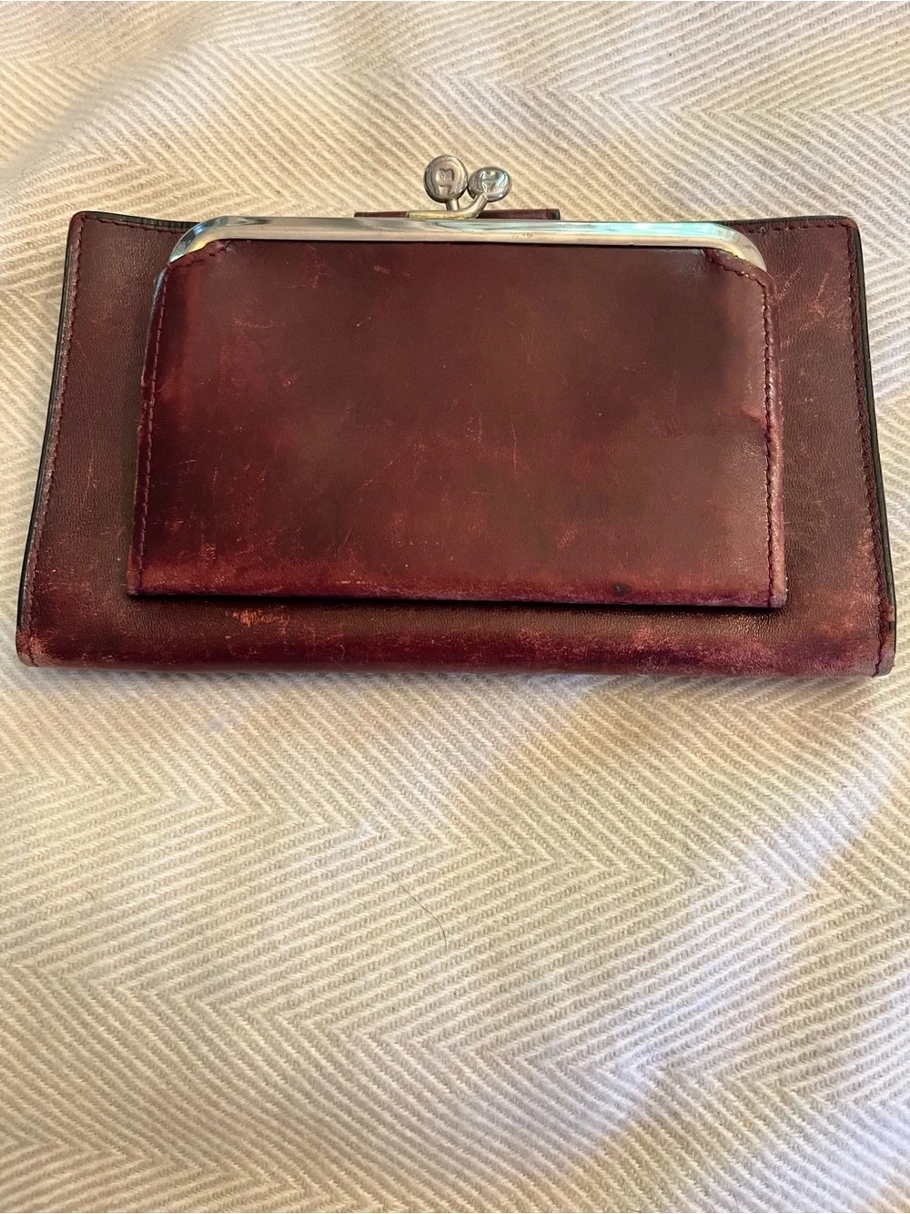 vintage etienne aigner Burgundy Bi-fold wallet And Checkbook Cover 7 In X 4 In